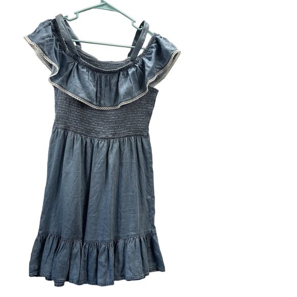 SO Women’s Off the Shoulder Ruffle Details Cinched Body Mini Dress Blue size M - Picture 2 of 14